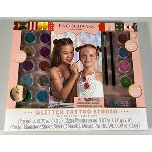 RARE FAO Schwarz Glitter Tattoo Studio DIY Sparkly Body Art BRAND NEW